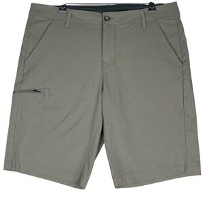 Eddie Bauer Shorts Men 34 Khaki Taupe Nylon Spandex Hiking Outdoor Cargo Pockets